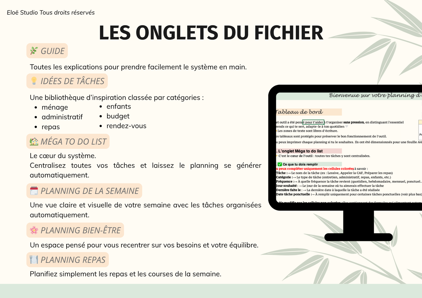 Planning Maison — Organisation Douce (Excel + Google Sheets)